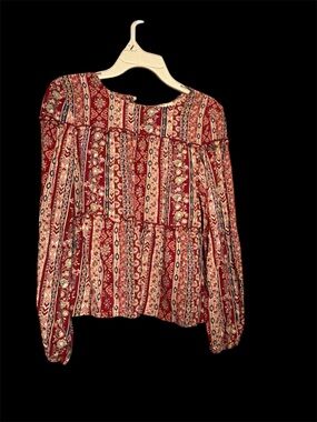 Speechless Red Multicolor Boho Tiered Peasant Top - Girls